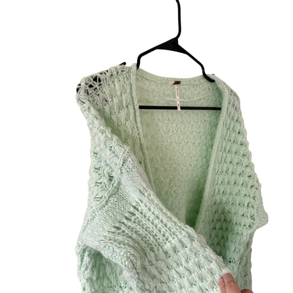 Free People Crashing Waves Open Knit Slouch Sweater Green - Picture 3 of 8